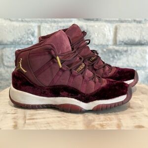 Jordan 11 GG Heiress Velvet Burgundy High-Top Sneakers Size 5.5y 7w